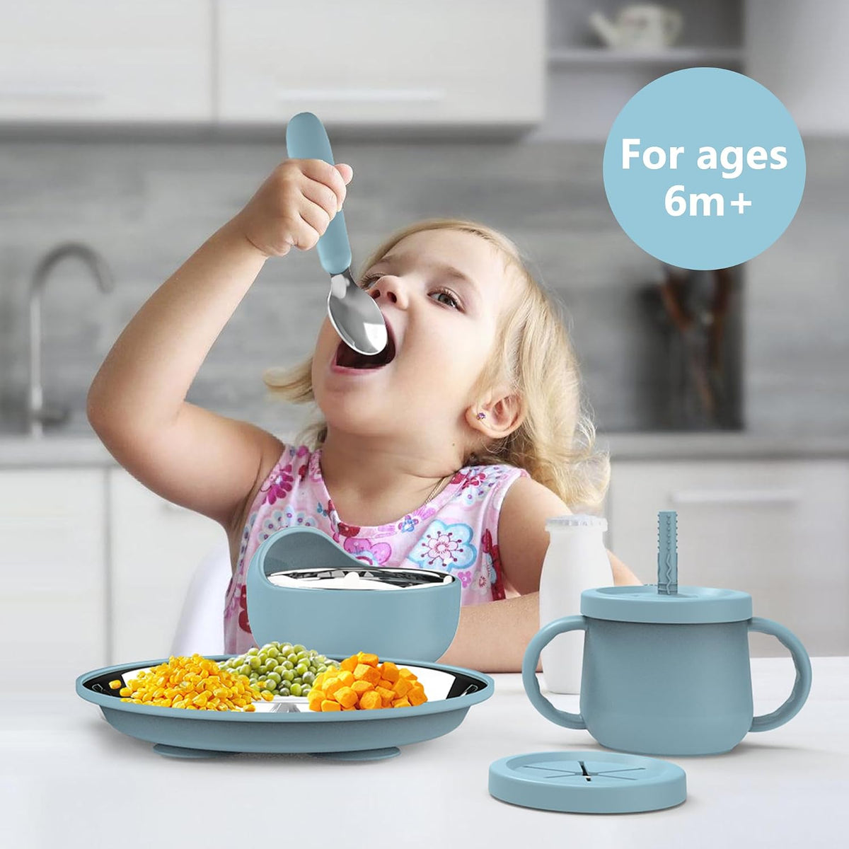 13PCS Baby Feeding Set, Removable Stainless & Silicone, Odor-Free