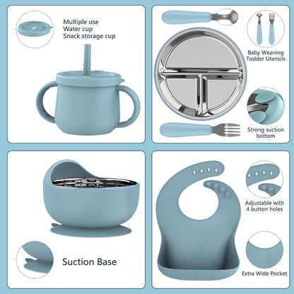 13PCS Baby Feeding Set, Removable Stainless & Silicone, Odor-Free