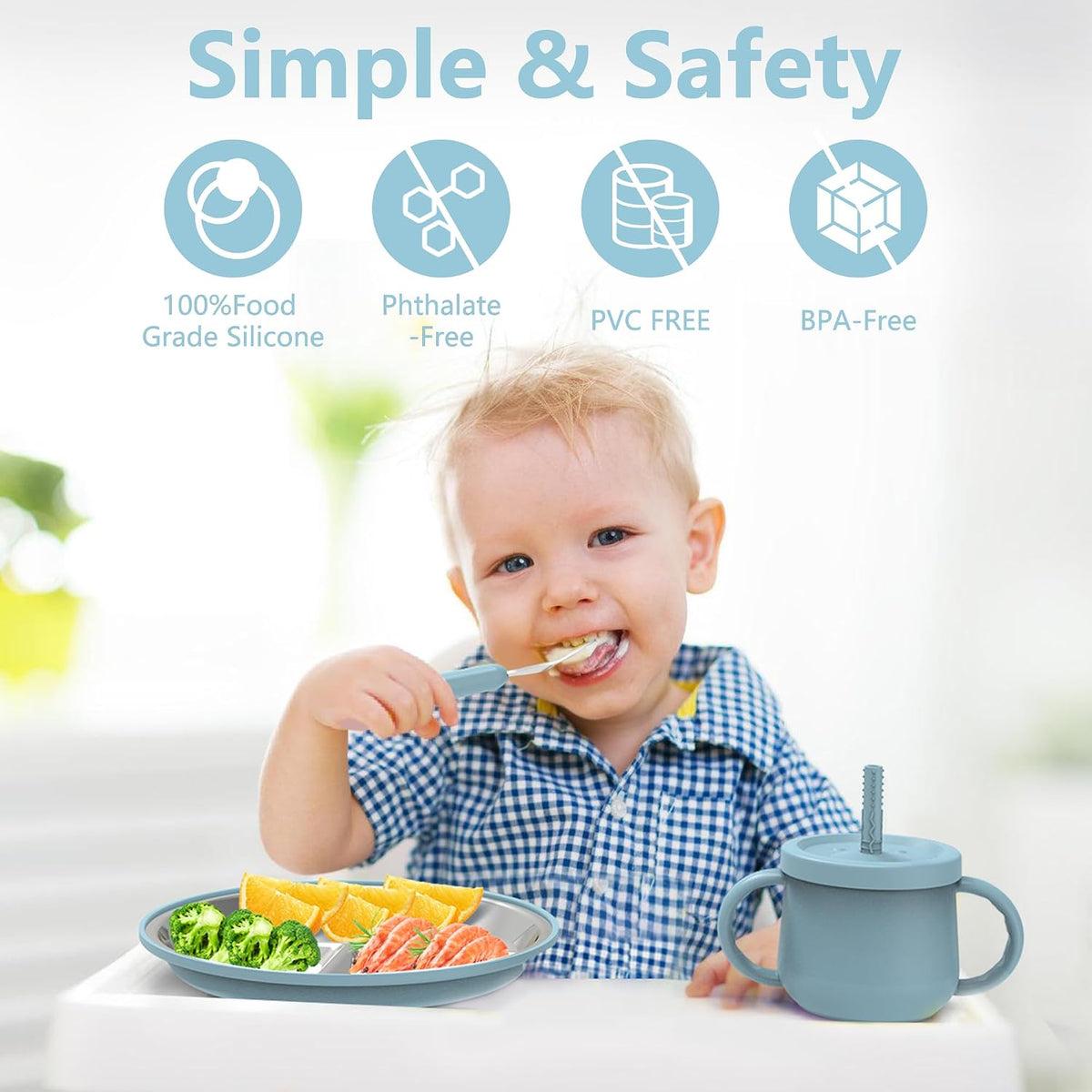 13PCS Baby Feeding Set, Removable Stainless & Silicone, Odor-Free