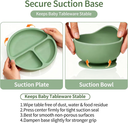 13PCS Baby Feeding Set, Removable Stainless & Silicone, Odor-Free
