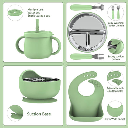 13PCS Baby Feeding Set, Removable Stainless & Silicone, Odor-Free