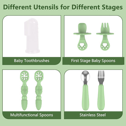 13PCS Baby Feeding Set, Removable Stainless & Silicone, Odor-Free