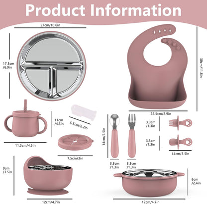 13PCS Baby Feeding Set, Removable Stainless & Silicone, Odor-Free