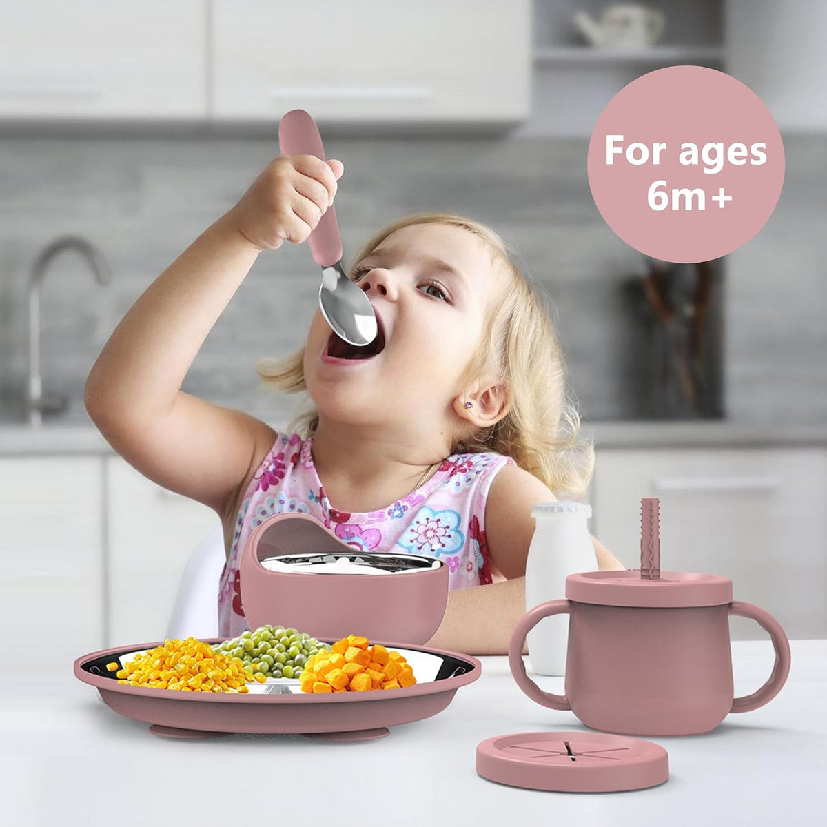 13PCS Baby Feeding Set, Removable Stainless & Silicone, Odor-Free