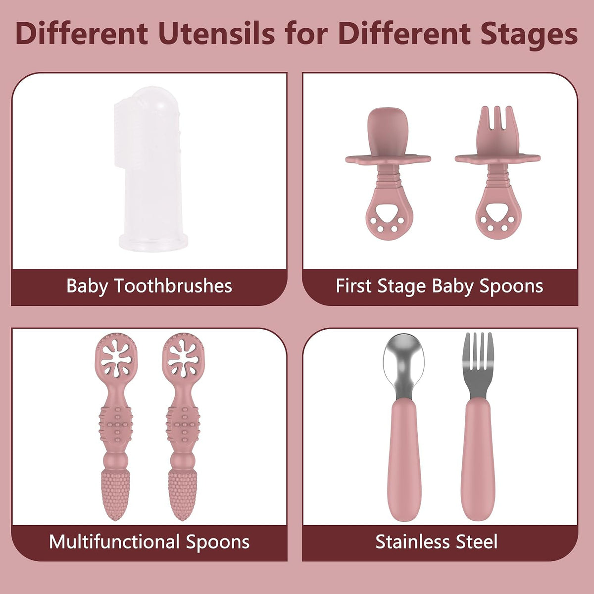 13PCS Baby Feeding Set, Removable Stainless & Silicone, Odor-Free