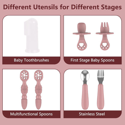 13PCS Baby Feeding Set, Removable Stainless & Silicone, Odor-Free
