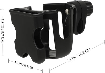Stroller Bottle and Phone Holder Cup Drink Holder for Pushchair Pram Bike Handlebar Easy Installation Lightweight Black Storage Rack for Outings