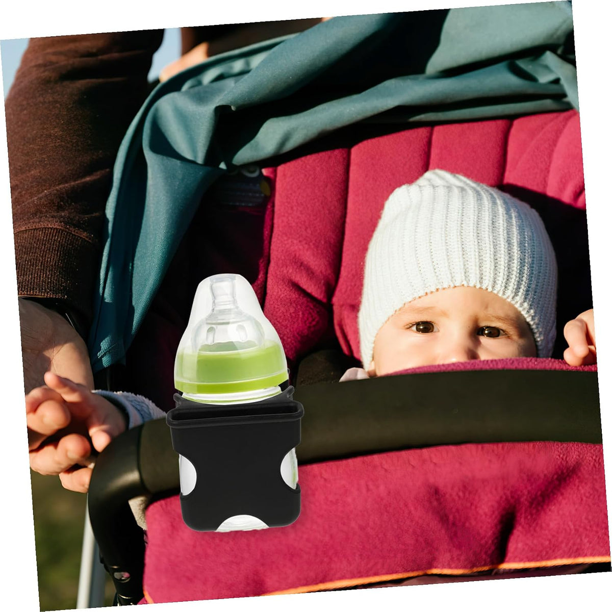 Stroller Bottle and Phone Holder Cup Drink Holder for Pushchair Pram Bike Handlebar Easy Installation Lightweight Black Storage Rack for Outings