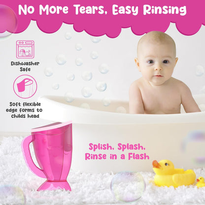Pink Baby Rinser Cup and Bath Pail - Tear-Free, Non-Toxic, BPA-Free Accessory for Kids of All Ages - Provides Gentle, Safe, Enjoyable Bathing