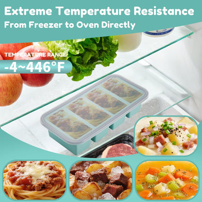 Silicone Freezer Trays with Lids 2 Pack, Stackable Soup Freezer Container Molds with Steel Reinforced Rim, Large Silicone Trays for Freezing Broth, Sauce, and Meal Prep, Oven Safe, Grey, 1 Cup