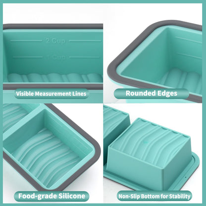 Silicone Freezer Trays with Lids 2 Pack, Stackable Soup Freezer Container Molds with Steel Reinforced Rim, Large Silicone Trays for Freezing Broth, Sauce, and Meal Prep, Oven Safe, Grey, 1 Cup