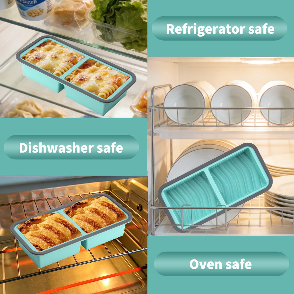 Silicone Freezer Trays with Lids 2 Pack, Stackable Soup Freezer Container Molds with Steel Reinforced Rim, Large Silicone Trays for Freezing Broth, Sauce, and Meal Prep, Oven Safe, Grey, 1 Cup