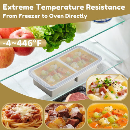 Silicone Freezer Trays with Lids 2 Pack, Stackable Soup Freezer Container Molds with Steel Reinforced Rim, Large Silicone Trays for Freezing Broth, Sauce, and Meal Prep, Oven Safe, Grey, 1 Cup