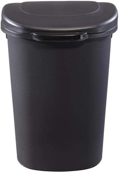 Commercial Products Touch Top Trash Can/Wastebasket with Lid, 13-Gallon, Small Black Garbage Bin for Home/Kitchen/Bathroom/Bedroom/Office