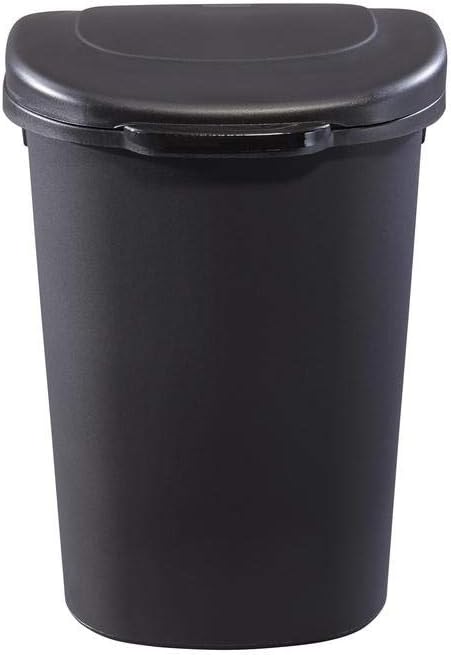 Commercial Products Touch Top Trash Can/Wastebasket with Lid, 13-Gallon, Small Black Garbage Bin for Home/Kitchen/Bathroom/Bedroom/Office
