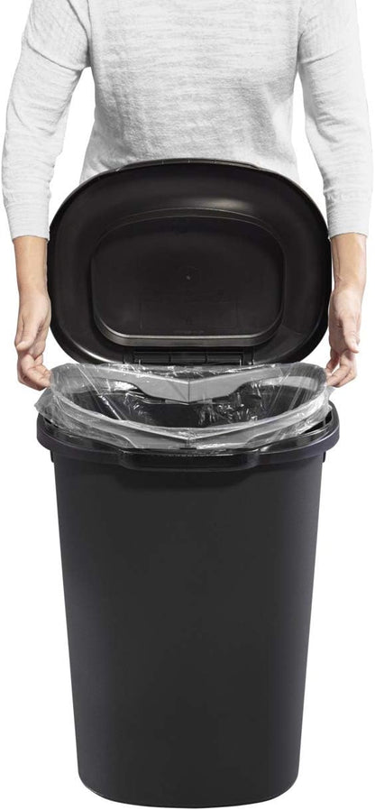 Commercial Products Touch Top Trash Can/Wastebasket with Lid, 13-Gallon, Small Black Garbage Bin for Home/Kitchen/Bathroom/Bedroom/Office