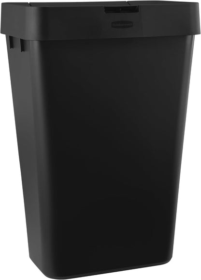 Commercial Products Touch Top Trash Can/Wastebasket with Lid, 13-Gallon, Small Black Garbage Bin for Home/Kitchen/Bathroom/Bedroom/Office