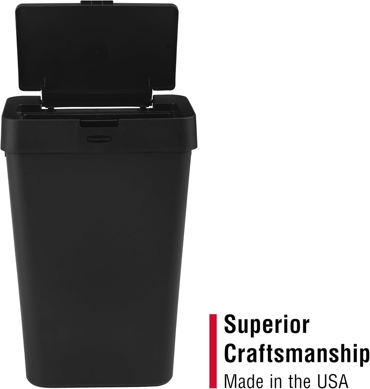Commercial Products Touch Top Trash Can/Wastebasket with Lid, 13-Gallon, Small Black Garbage Bin for Home/Kitchen/Bathroom/Bedroom/Office