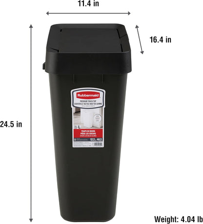 Commercial Products Touch Top Trash Can/Wastebasket with Lid, 13-Gallon, Small Black Garbage Bin for Home/Kitchen/Bathroom/Bedroom/Office