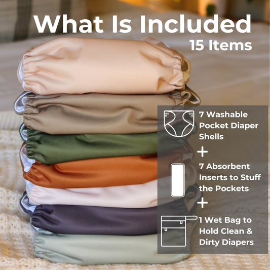 Adjustable AWJ Cloth Diapers | 7 Pack | Waterproof