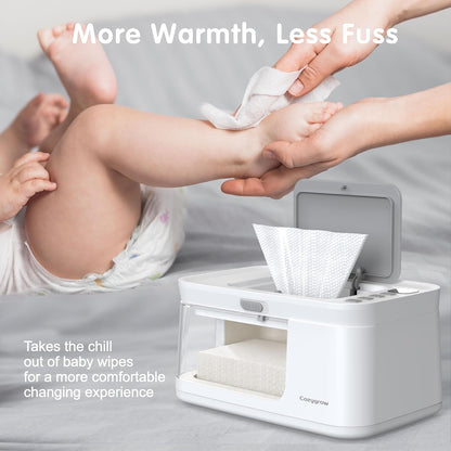 Baby Wipe Warmer with LED Light & Transparent Viewing Window, Adjustable 95℉-131℉, 1.5 Meter Plug Cord