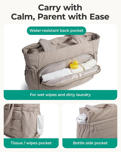 Diaper Bag Tote, Hospital Bag for Labor Delivery Travel Baby Tote