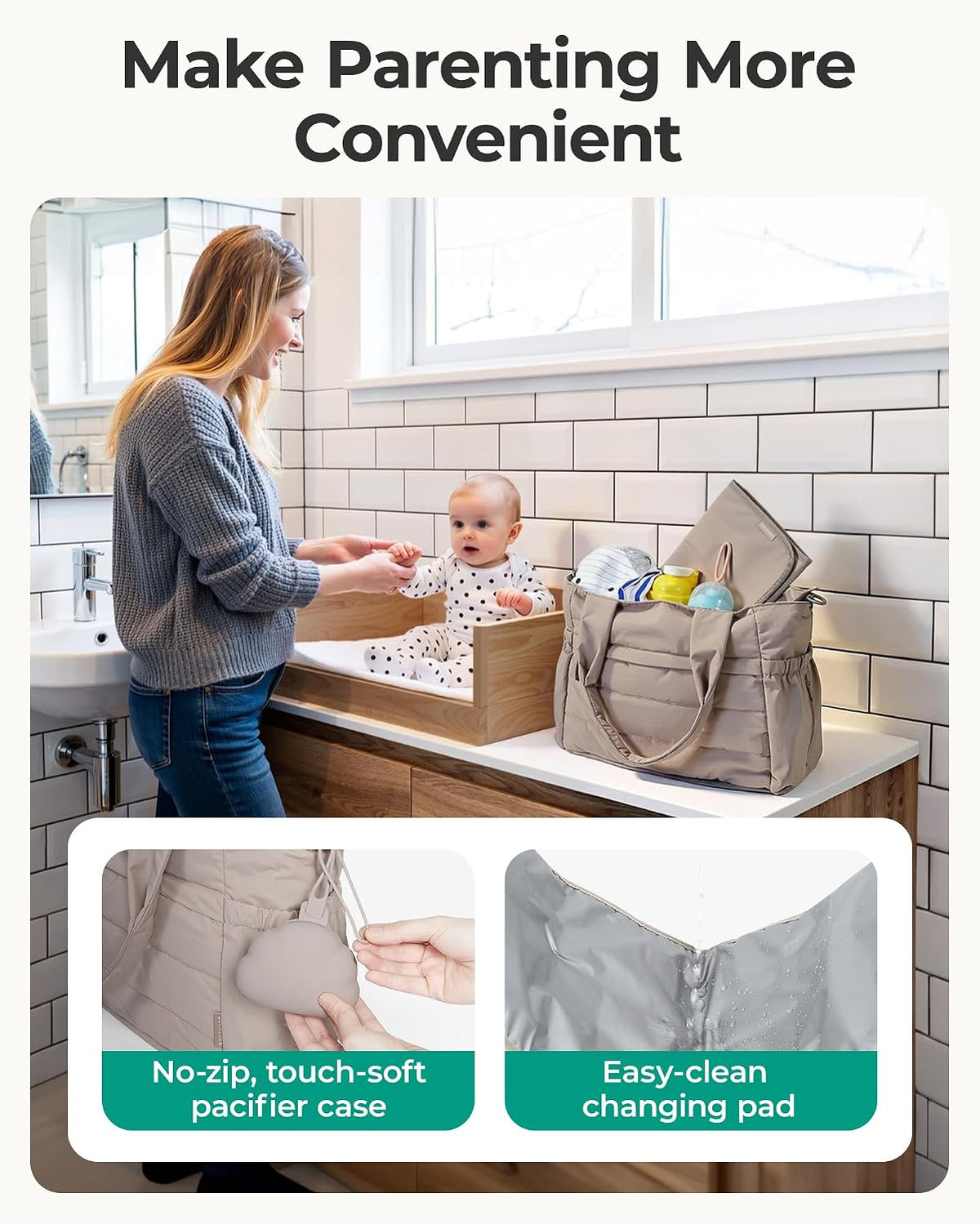 Diaper Bag Tote, Hospital Bag for Labor Delivery Travel Baby Tote