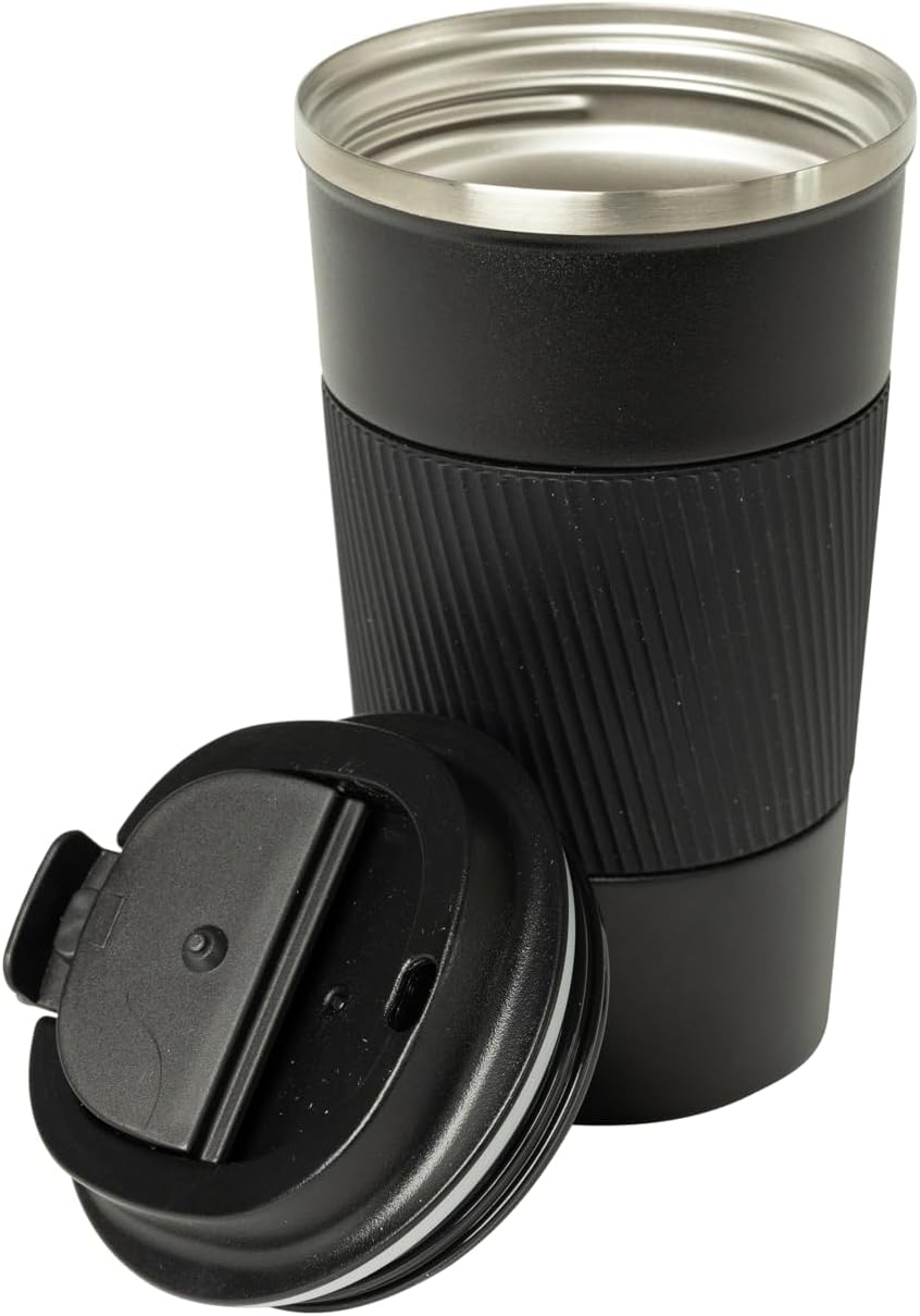 Dominica 18 oz Travel Coffee Mug - Double Wall Vacuum Insulated Stainless Steel Tumbler with Flip Lid, Leak-Proof Coffee Cup with Non-Slip Silicone Base, Hot & Cold Drink Container