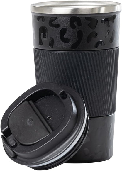 Dominica 18 oz Travel Coffee Mug - Double Wall Vacuum Insulated Stainless Steel Tumbler with Flip Lid, Leak-Proof Coffee Cup with Non-Slip Silicone Base, Hot & Cold Drink Container
