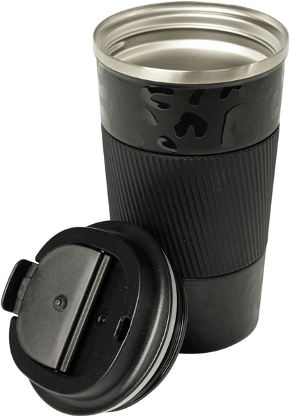 Dominica 18 oz Travel Coffee Mug - Double Wall Vacuum Insulated Stainless Steel Tumbler with Flip Lid, Leak-Proof Coffee Cup with Non-Slip Silicone Base, Hot & Cold Drink Container