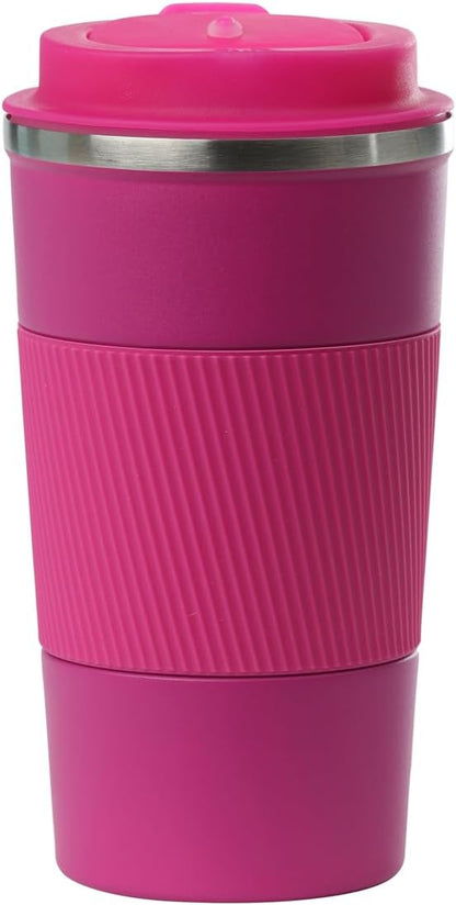 Dominica 18 oz Travel Coffee Mug - Double Wall Vacuum Insulated Stainless Steel Tumbler with Flip Lid, Leak-Proof Coffee Cup with Non-Slip Silicone Base, Hot & Cold Drink Container