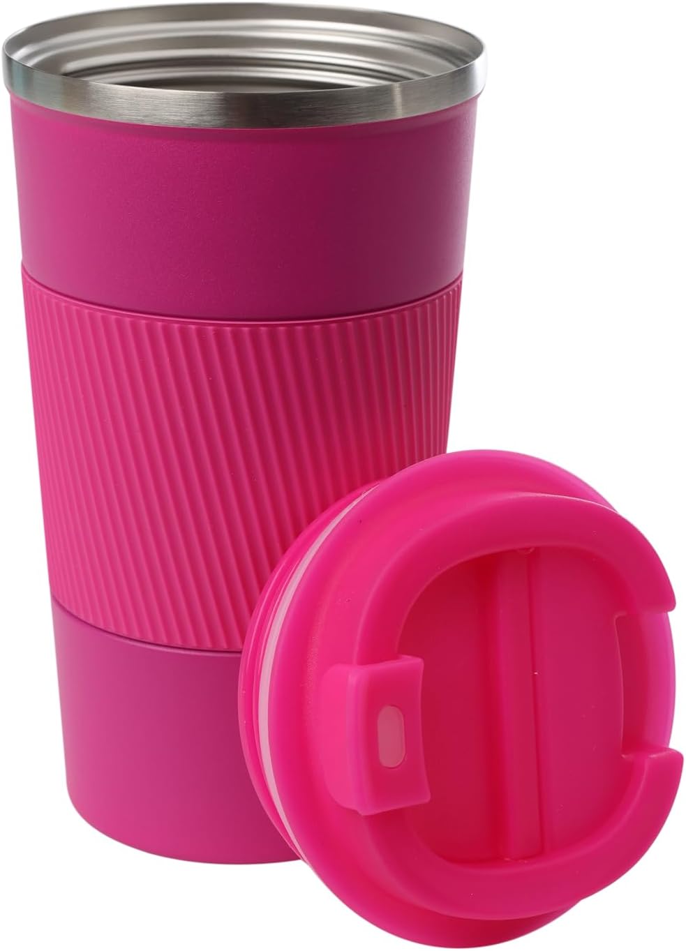 Dominica 18 oz Travel Coffee Mug - Double Wall Vacuum Insulated Stainless Steel Tumbler with Flip Lid, Leak-Proof Coffee Cup with Non-Slip Silicone Base, Hot & Cold Drink Container