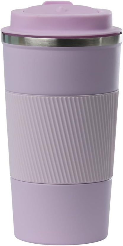 Dominica 18 oz Travel Coffee Mug - Double Wall Vacuum Insulated Stainless Steel Tumbler with Flip Lid, Leak-Proof Coffee Cup with Non-Slip Silicone Base, Hot & Cold Drink Container