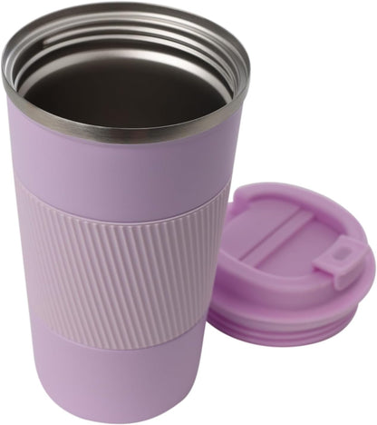 Dominica 18 oz Travel Coffee Mug - Double Wall Vacuum Insulated Stainless Steel Tumbler with Flip Lid, Leak-Proof Coffee Cup with Non-Slip Silicone Base, Hot & Cold Drink Container