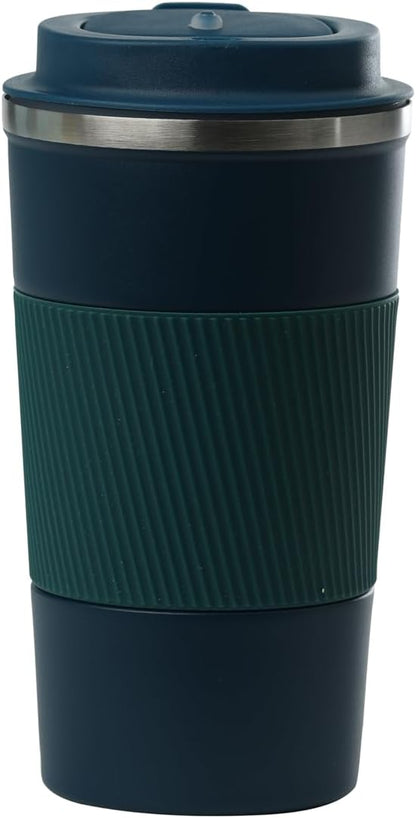 Dominica 18 oz Travel Coffee Mug - Double Wall Vacuum Insulated Stainless Steel Tumbler with Flip Lid, Leak-Proof Coffee Cup with Non-Slip Silicone Base, Hot & Cold Drink Container
