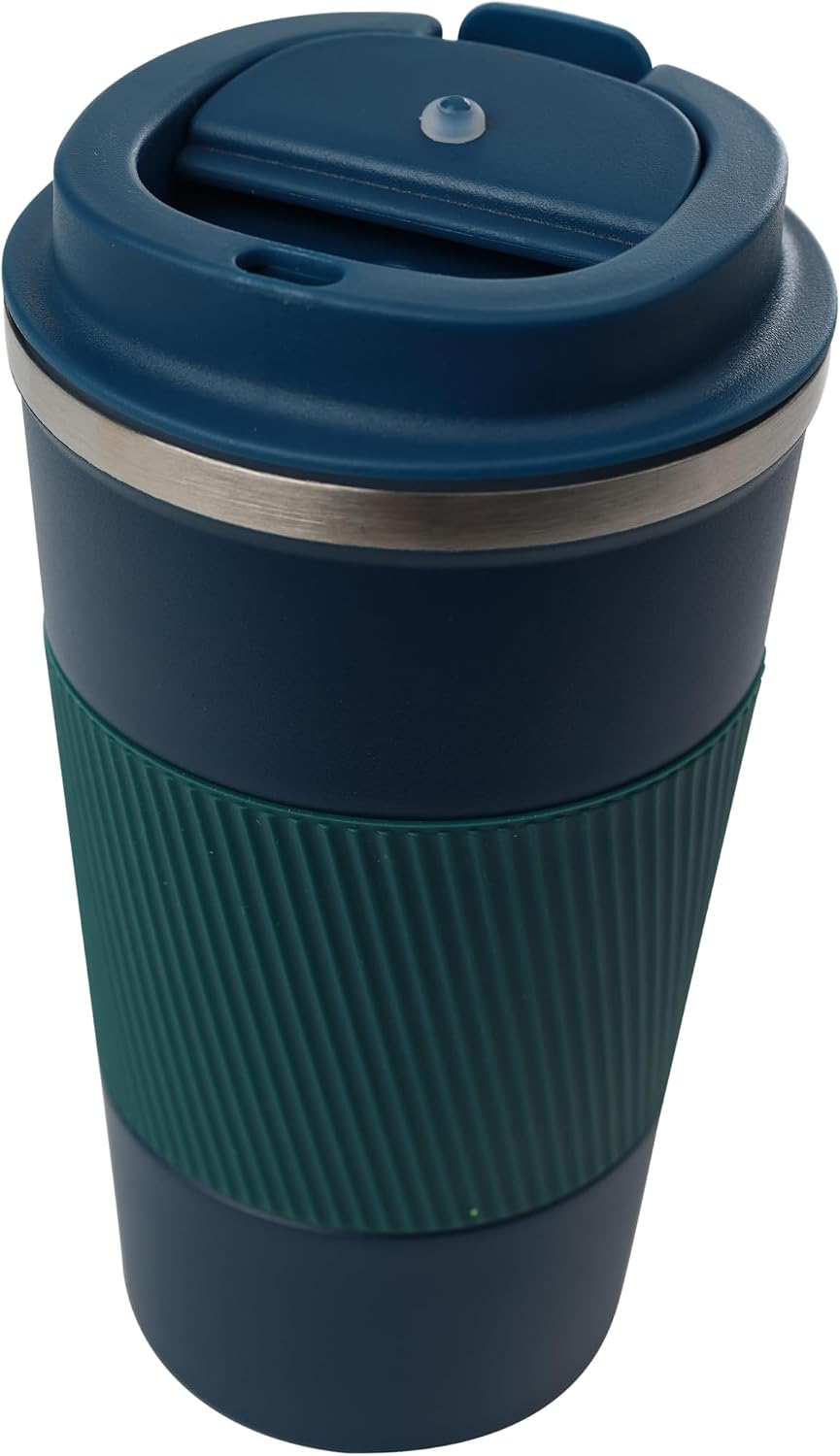 Dominica 18 oz Travel Coffee Mug - Double Wall Vacuum Insulated Stainless Steel Tumbler with Flip Lid, Leak-Proof Coffee Cup with Non-Slip Silicone Base, Hot & Cold Drink Container
