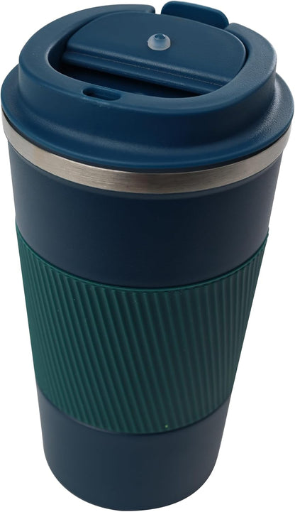 Dominica 18 oz Travel Coffee Mug - Double Wall Vacuum Insulated Stainless Steel Tumbler with Flip Lid, Leak-Proof Coffee Cup with Non-Slip Silicone Base, Hot & Cold Drink Container