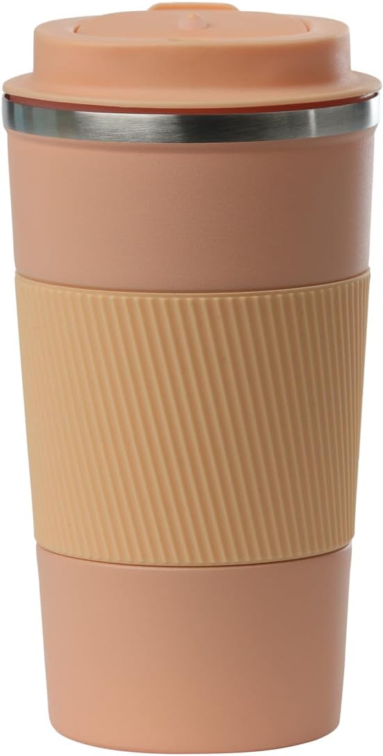 Dominica 18 oz Travel Coffee Mug - Double Wall Vacuum Insulated Stainless Steel Tumbler with Flip Lid, Leak-Proof Coffee Cup with Non-Slip Silicone Base, Hot & Cold Drink Container