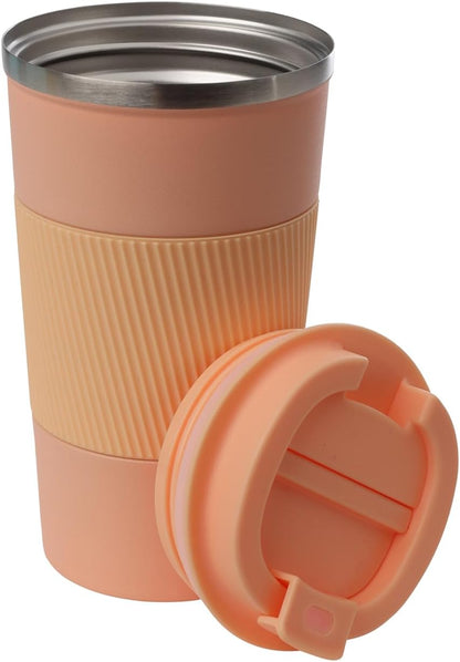Dominica 18 oz Travel Coffee Mug - Double Wall Vacuum Insulated Stainless Steel Tumbler with Flip Lid, Leak-Proof Coffee Cup with Non-Slip Silicone Base, Hot & Cold Drink Container