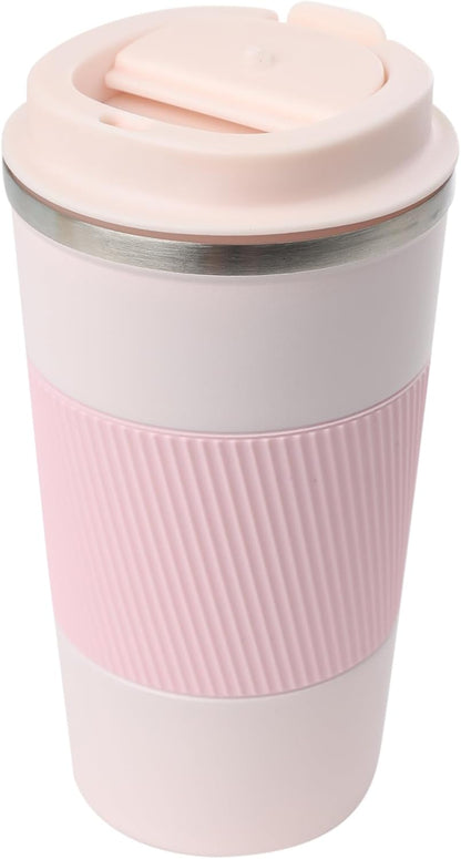 Dominica 18 oz Travel Coffee Mug - Double Wall Vacuum Insulated Stainless Steel Tumbler with Flip Lid, Leak-Proof Coffee Cup with Non-Slip Silicone Base, Hot & Cold Drink Container