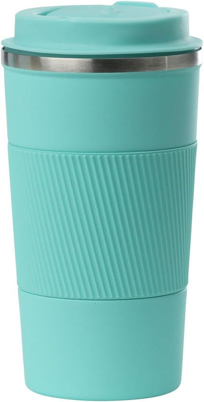 Dominica 18 oz Travel Coffee Mug - Double Wall Vacuum Insulated Stainless Steel Tumbler with Flip Lid, Leak-Proof Coffee Cup with Non-Slip Silicone Base, Hot & Cold Drink Container