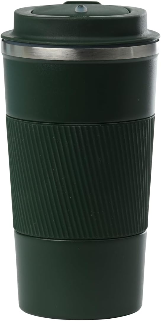 Dominica 18 oz Travel Coffee Mug - Double Wall Vacuum Insulated Stainless Steel Tumbler with Flip Lid, Leak-Proof Coffee Cup with Non-Slip Silicone Base, Hot & Cold Drink Container