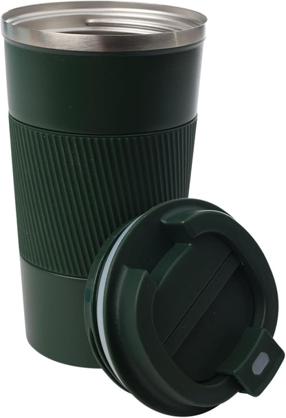 Dominica 18 oz Travel Coffee Mug - Double Wall Vacuum Insulated Stainless Steel Tumbler with Flip Lid, Leak-Proof Coffee Cup with Non-Slip Silicone Base, Hot & Cold Drink Container
