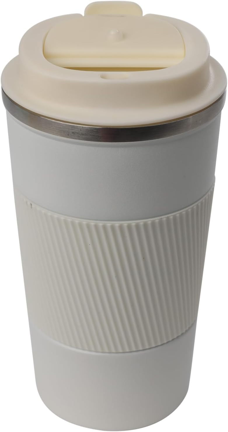 Dominica 18 oz Travel Coffee Mug - Double Wall Vacuum Insulated Stainless Steel Tumbler with Flip Lid, Leak-Proof Coffee Cup with Non-Slip Silicone Base, Hot & Cold Drink Container