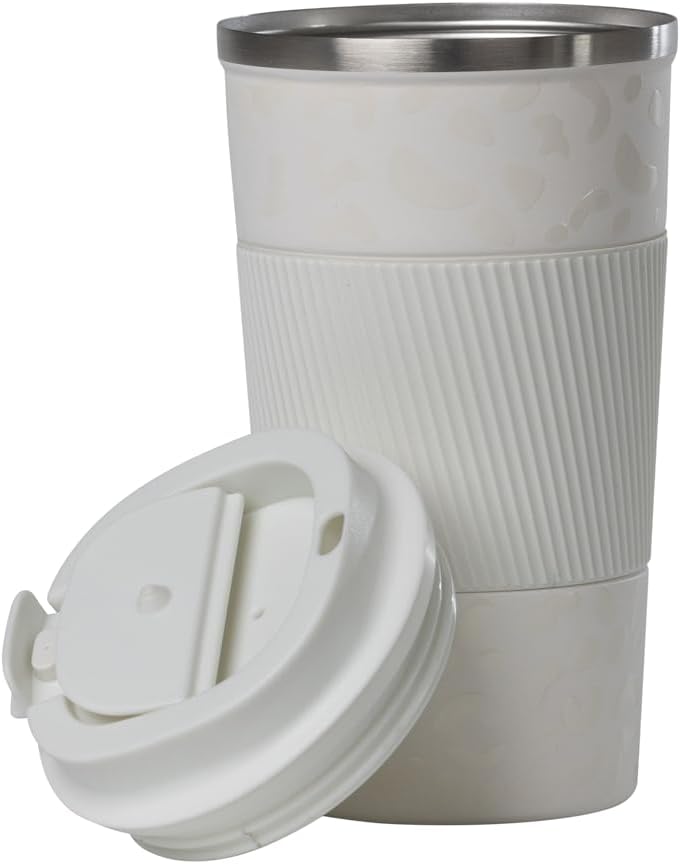 Dominica 18 oz Travel Coffee Mug - Double Wall Vacuum Insulated Stainless Steel Tumbler with Flip Lid, Leak-Proof Coffee Cup with Non-Slip Silicone Base, Hot & Cold Drink Container
