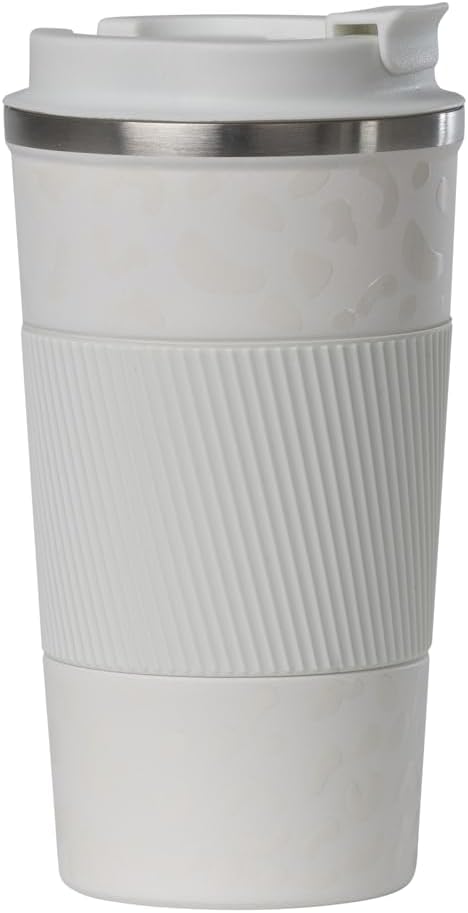 Dominica 18 oz Travel Coffee Mug - Double Wall Vacuum Insulated Stainless Steel Tumbler with Flip Lid, Leak-Proof Coffee Cup with Non-Slip Silicone Base, Hot & Cold Drink Container