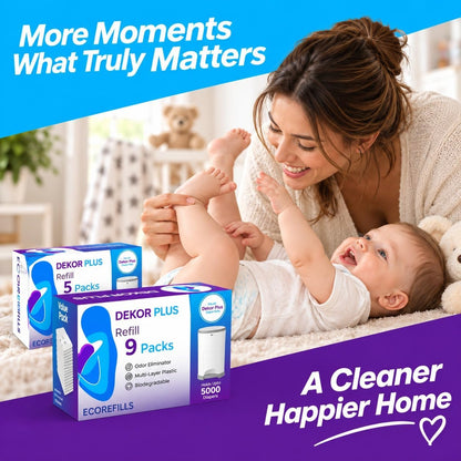 Diaper Pail Refills Compatible with Dekor PLUS, 9 Pack