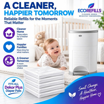 Diaper Pail Refills Compatible with Dekor PLUS, 9 Pack