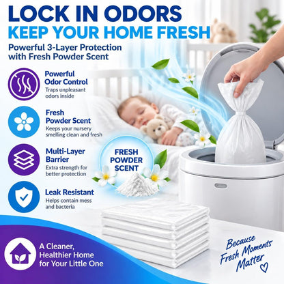 Diaper Pail Refills Compatible with Dekor PLUS, 9 Pack