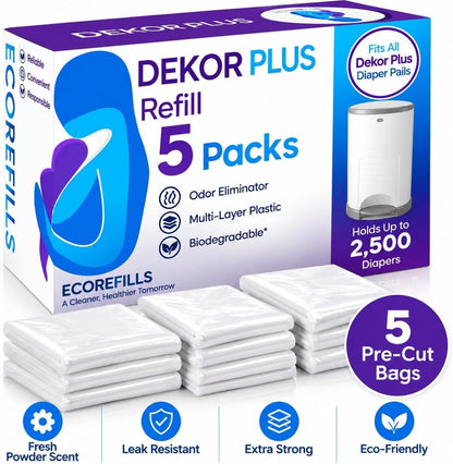 Diaper Pail Refills Compatible with Dekor PLUS, 9 Pack